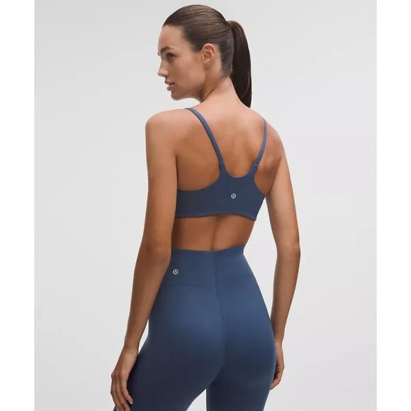 Lululemon Wunder Train Strappy Racer Bra C/D Cup Blue Twill Size 10 Supportive - Picture 2 of 2